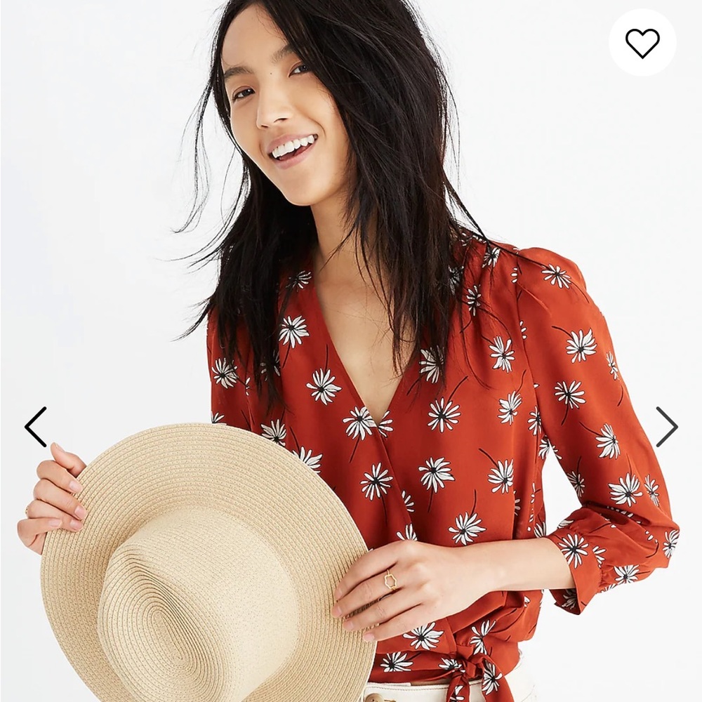 Madewell Silk Wrap Top in Fresh Daisies